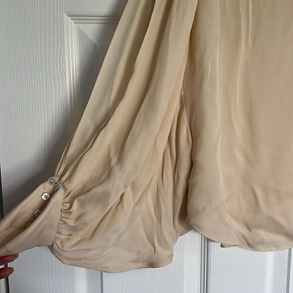 Haute Hippie Top - Bat Wing Embroidered Tan Blouse - Picture 4 of 5